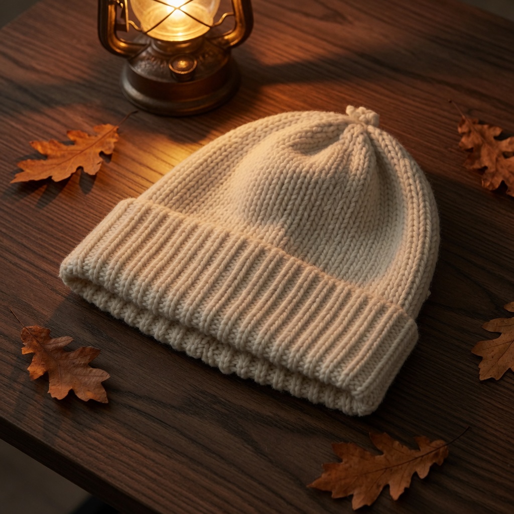 Cream wool beanie
