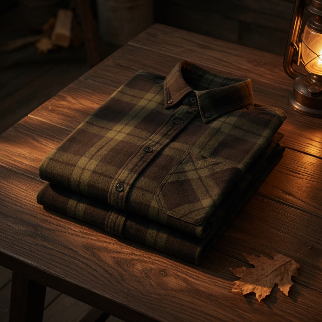 Charcoal and forest-green flannel